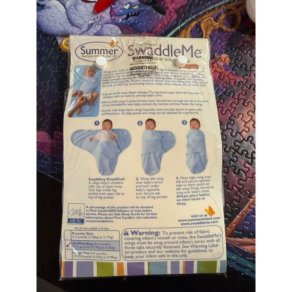 Summer‎ SwaddleMe Adjustable Infant Wrap Small Medium 7 14lb